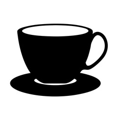 tea cup with saucer black silhouette icon - of a soft drinks tea cup with saucer simple vector art