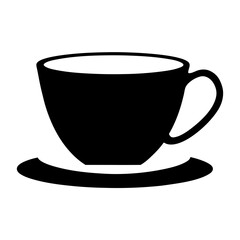 tea cup with saucer black silhouette icon - of a soft drinks tea cup with saucer simple vector art