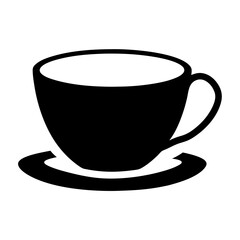 tea cup with saucer black silhouette icon - of a soft drinks tea cup with saucer simple vector art
