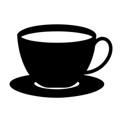 tea cup with saucer black silhouette icon - of a soft drinks tea cup with saucer simple vector art