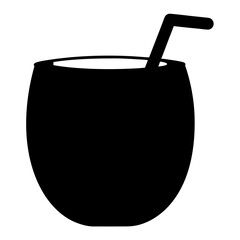 tiki drink black silhouette icon - of a soft drinks tiki drink simple vector art