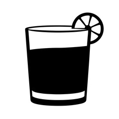 whisky sour black silhouette icon - of a soft drinks whisky sour simple vector art