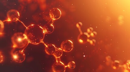 Abstract neon visualization of formaldehyde molecules glowing atomic bonds in motion