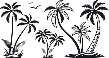 Tropical Palm Tree Vector Illustration – Summer Beach Silhouette Design