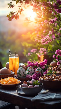 Stylish Easter still life on the table