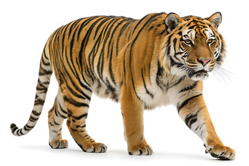 Fototapeta premium Walking Tiger Isolated on White Background