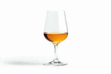 Serving of Amber Liquor in Elegant Glass Against Clean White Background