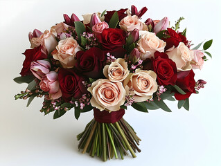 Fototapeta premium Romantic bouquet of roses and tulips (93)