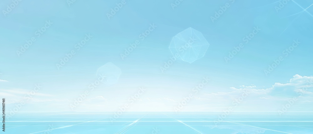 Aufkleber bright and serene blue sky with soft clouds over a tranquil ocean at dawn creating a calming atmosph