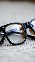 A close-up of reading glasses