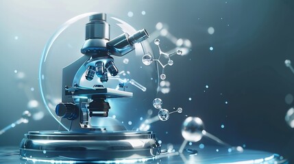 Ai powered hologram displaying molecular bonding of hydrogen peroxide under futuristic microscope