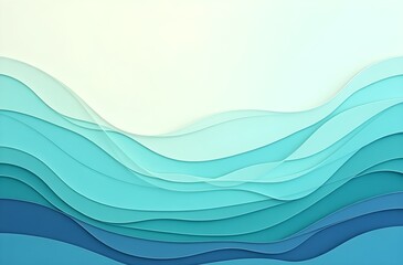 Layered papercut water surface background in teal and navy blue, evoking tidal motion and ecological harmony for environmental design uses