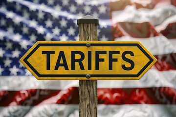 TARIFFS on american flag background