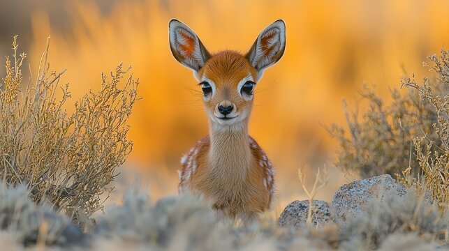 Adorable Baby Steenbok in Golden Sunset