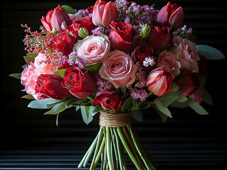 Romantic flower bouquet, vibrant colors