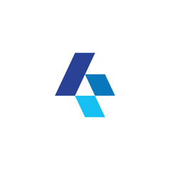 Blue letter A logo created with truncated cubes. Vector