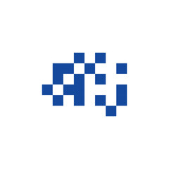 Pixelated letter A logo. Vector