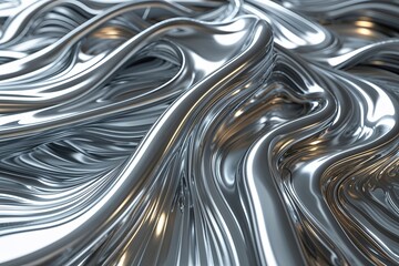 Futuristic Metallic Wave Surface Pattern with Modern Abstract Geometry