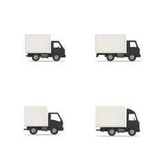 Set of Cargo Truck Icon Delivery Transportation Commercial Logistics Freight Mail Industry Vector Illustration