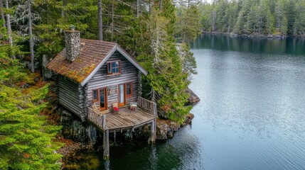 A serene lakeside cabin with a deck, offering peaceful getaway options for nature lovers