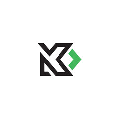 Letter K and arrow sign symbol design. Vector