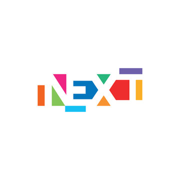 Creative, original and colorful next text logo. Vector
