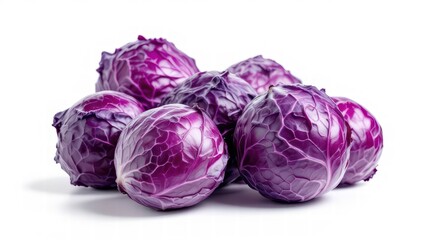 Fototapeta premium Organic Cabbage Display on Plain White Surface