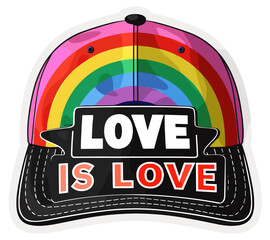 Rainbow Pride Baseball Cap with "LOVE IS LOVE" Text