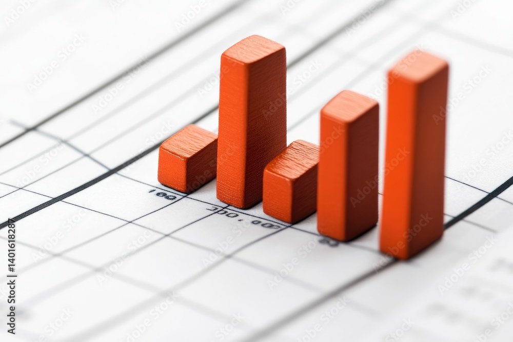Poster analyzing rising bar graph data on grid paper demonstrating positive growth