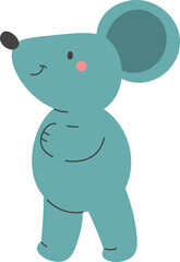 Happy Mouse Flat Cartoon
