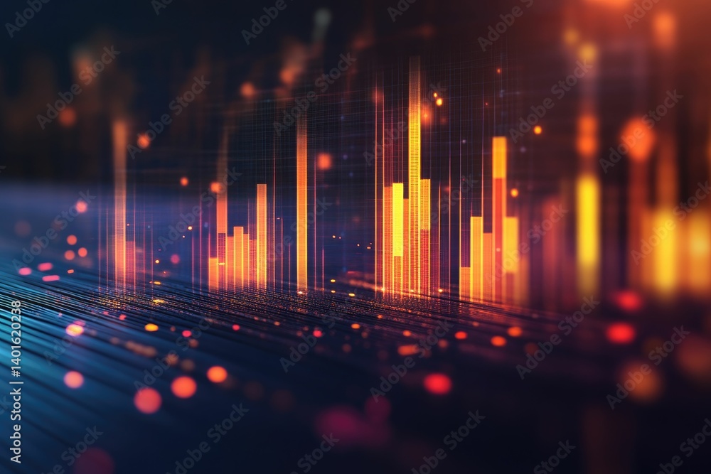 Aufkleber glowing abstract bar graph visualizing financial data and market trends