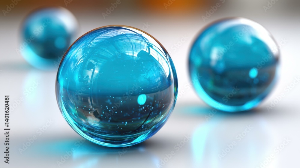 Aufkleber delightful blue soap bubbles sparkle with reflective surfaces, creating a playful display against a 
