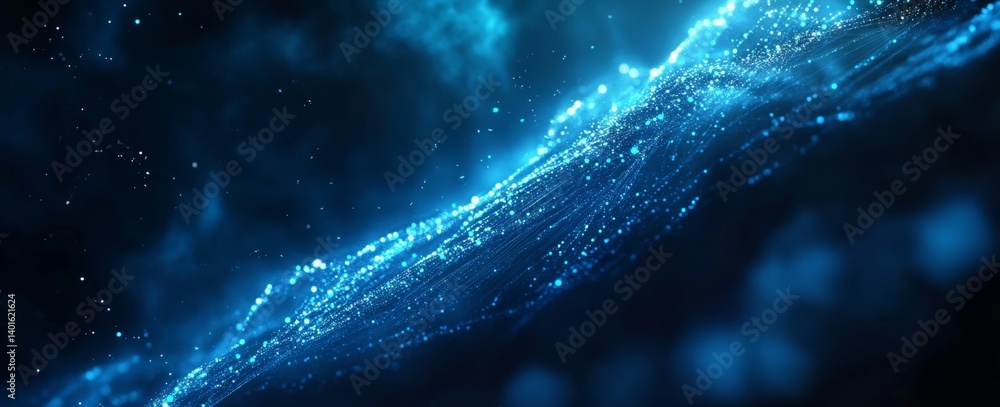 Poster vibrant blue tunnel illuminated with lights creates a futuristic and immersive experience for an ava
