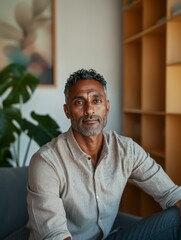  Mature Man with Graying Hair Indoors