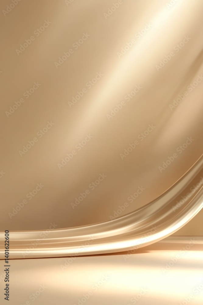 Poster sleek golden curves create a smooth, elegant background with gentle reflections and a warm glow, ide