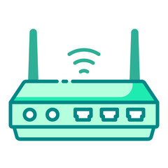 Wifi green filled line icon showing wireless internet connection