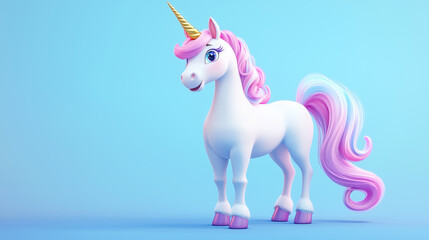 Cute Unicorn in Front of Beautiful Background Awesome Rainbow Colors in Greeting Card Beautiful Cartoon of Horse, one Unicorn Lovely Pony with One Horn Adorable Unicorn as Trendy Background