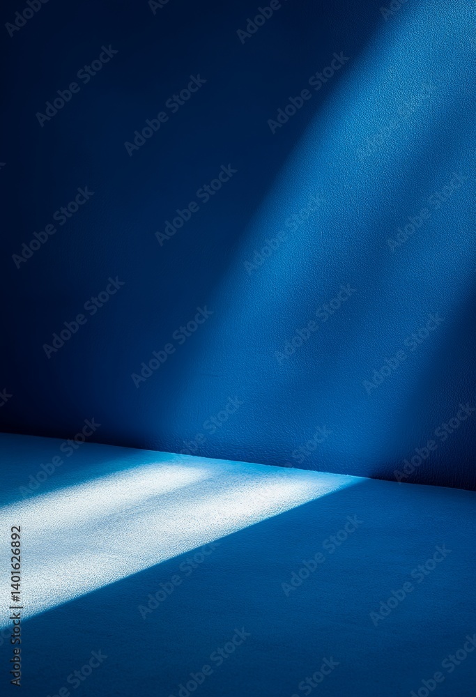 Aufkleber soft rays of light streaming through a window in a serene blue room create a calming atmosphere duri