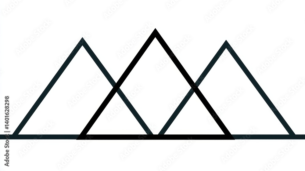 Poster a minimalist geometric illustration of three overlapping triangles, creating a unique and modern vis