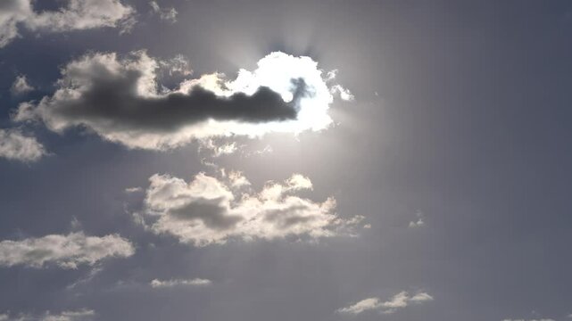 Wide Shot of Sun Shining Behind Dramatic Cloud Cover