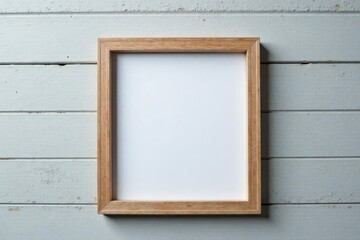 Fototapeta premium Blank Wooden Frame on Weathered Plank Background, Perfect for Your Design Project