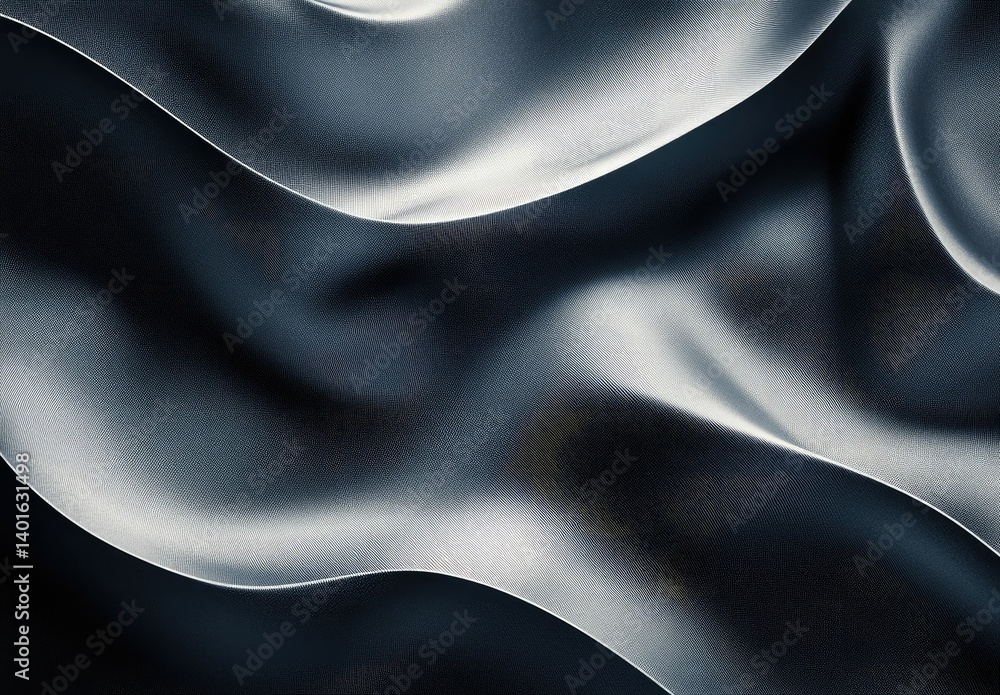 Aufkleber dark flowing fabric background with elegant wave pattern texture