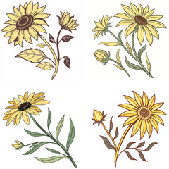 A sunflower icon with a round center and long, symmetrical petals