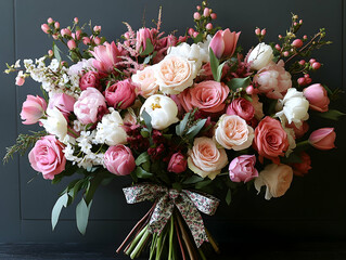 Stunning bouquet of mixed flowers in pastels