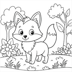 Baby fox coloring page for kids