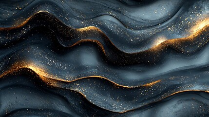 Lavish abstract paint swirls in black gold theme high resolution background