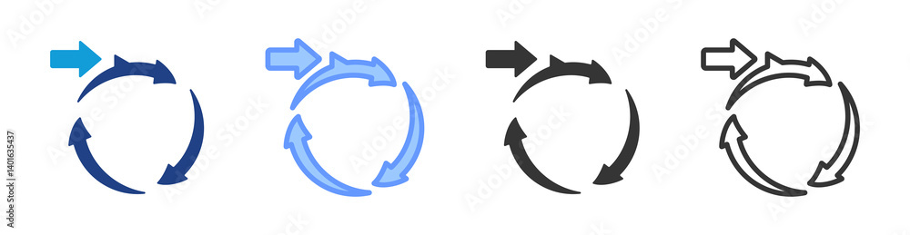 Aufkleber feedback loop icon set multiple style collection