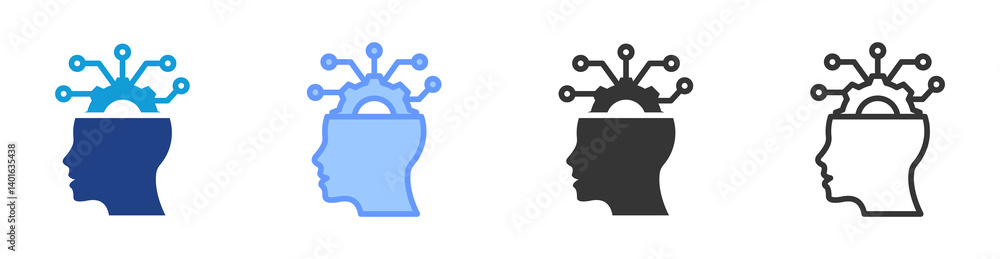 Poster critical thinking icon set multiple style collection