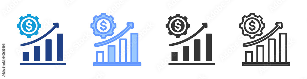 Poster efficiency gain icon set multiple style collection