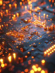 Glowing Circuit Board: A Futuristic, Abstract Digital Artwork
